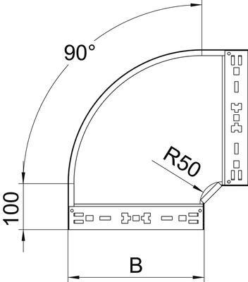 OBO Bettermann Vertr Bogen 90 Grad 60x150mm RBM 90 615 FT