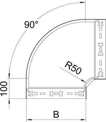 OBO Bettermann Vertr Bogen 90 Grad 85x200mm RBM 90 820 FT