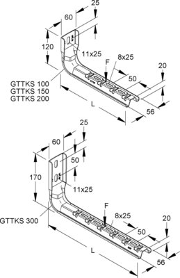 Niedax Hängestiel u. Wandausleger 120x165mm 1,3kN GTTKS 100 E4