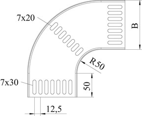 OBO Bettermann Vertr Bogen 90° für Kabelrinne Marinenorm MKRB 90 15 200FT