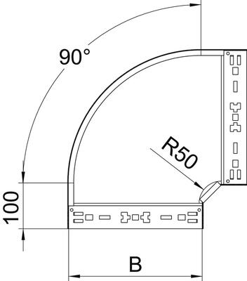 OBO Bettermann Vertr Bogen 90 Grad mit Schnellverb. RBM 90 120 A2