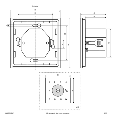 EVN Lichttechnik DALI-Wandpanel RGB+W 100-240V/AC DALWPRGBW