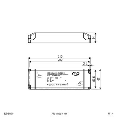 EVN Lichttechnik LED-Netzgerät 24V/DC 33,6-100W SLD24100