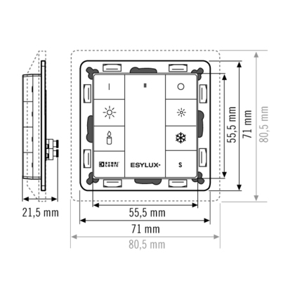 ESYLUX Taster 8-fach DALI Tunable White PUSH BUTTON x8 TWELC