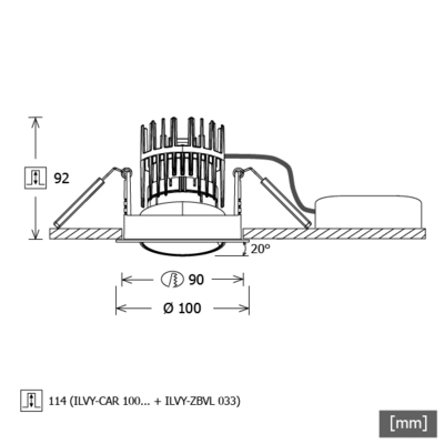 LTS Licht&Leuchten LED-Einbaustrahler 930, DALI, schwarz ILVY-CAR100 #652880