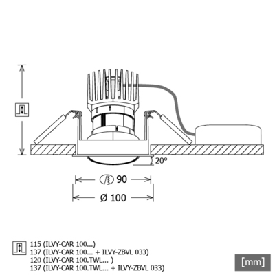 LTS Licht&Leuchten LED-Einbaustrahler TW, DALI, weiß ILVY-CAR100 #658463