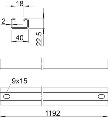 OBO Bettermann Vertr Profilschiene 1192x40x22,5, St, FT MS4022P1192FT