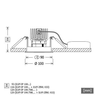 LTS Licht&Leuchten LED-Downlight TW, DALI, schwarz ILVYIP100TWL20DALIsw