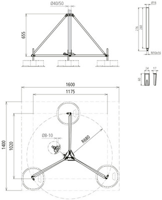 DEHN Dreibeinstativ klappbar mit Halbschale für D DBS KB D50 RA680 V2A