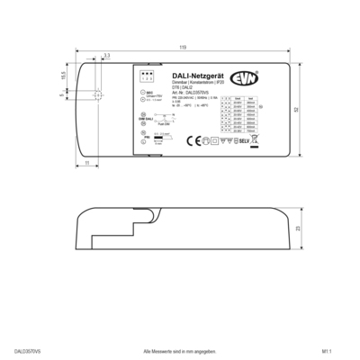 EVN Lichttechnik DALI-LED-Steuerung 260-700mA 5,2-25,2W DALD3570VS