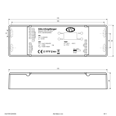 EVN Lichttechnik DALI-LED-Steuerung 12-36VDC 1152W DALPD812244X5A
