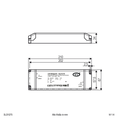 EVN Lichttechnik LED-Netzgerät 12V dimmbar 32,4-75W SLD1275