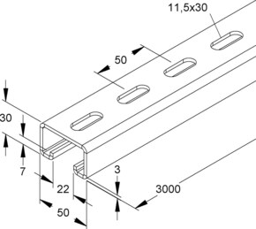 Niedax Ankerschiene C-Profil 50x30x6000mm 2994/6 FL