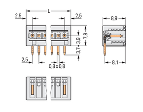 WAGO GmbH & Co. KG Leiterplattenklemme Lötstift,2,5mm, 4p 733-364