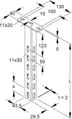 Niedax Hängestiel U-Profil 43,5x29,5x305mm HU 4530/300 E5L