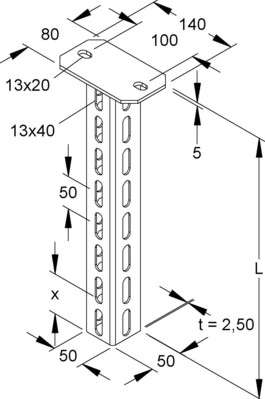 Niedax Hängestiel U-Profil 50x50x305mm HU 5050/300 E5
