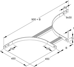 Niedax Anbau-T-Stück 40x900mm KLMUAT 40.900 F