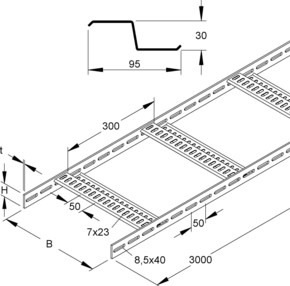 Niedax Kabelleiter 40x450mm KLMZLL 40.450-300 F