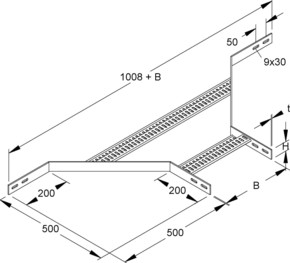 Niedax Anbau-T-Stück 40x200mm KLMZTAL 40.200 F