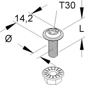 Niedax Linsenkopfschraube M6 Länge 16mm LFM 6X16-TX V