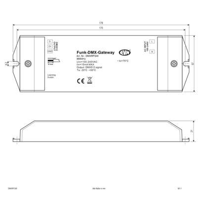 EVN Lichttechnik DMX Funk-Contr.-Empfänger DMXRFGW