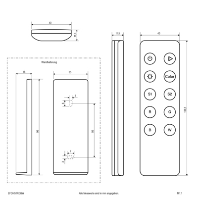 EVN Lichttechnik 1-Kanal Funk-Handsender EFDHS1RGBW