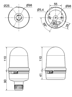 Werma Drehspiegelleuchte LED 24VAC/DC YE 88534075