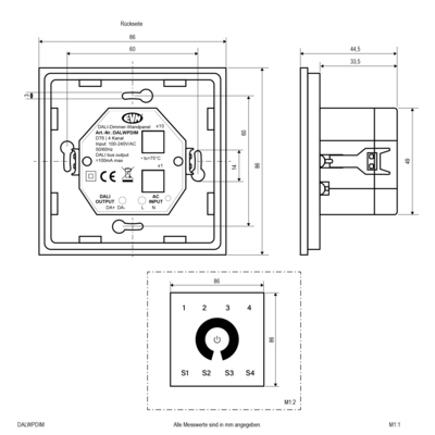 EVN Lichttechnik DALI Dimmer-Wandpanel weiß DALWPDIM