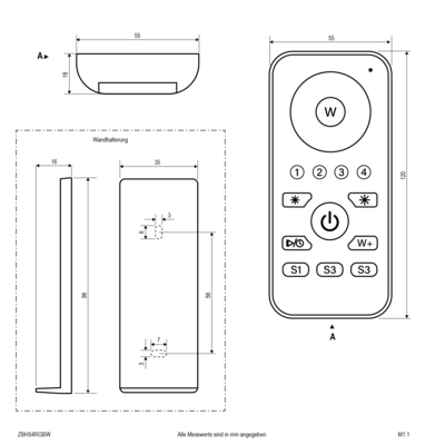 EVN Lichttechnik RGBW-Handsender Zigbee 4-Kanal ZBHS4RGBW