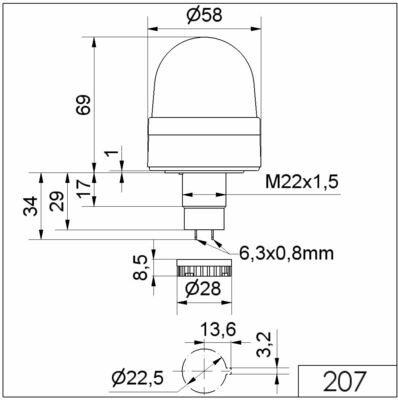 Werma LED-Dauerleuchte EM 115VAC YE 20730067