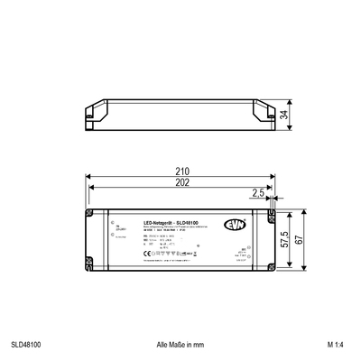 EVN Lichttechnik LED-Netzgerät 48V/DC dim. SLD48100