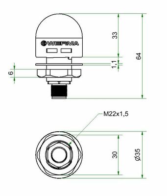 Werma MC35 UL Leuchte + Summer 24V RGY M12 24144055