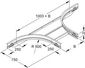 Niedax Anbau-T-Stück 106,5x405mm WRTAR 105.400 E3