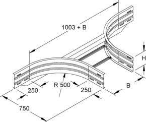 Niedax Anbau-T-Stück 201,5x505mm WSTAR 200.500 F