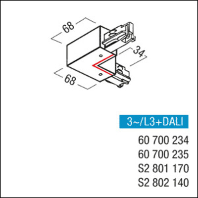 Zumtobel Group Winkelverbinder 3ph weiß Schutzleiter innen S2 801170