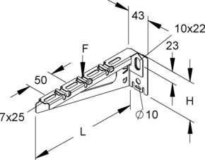 Niedax Hängestiel+Wandausleger 77x168mm Stahl vz KTAC 150 S