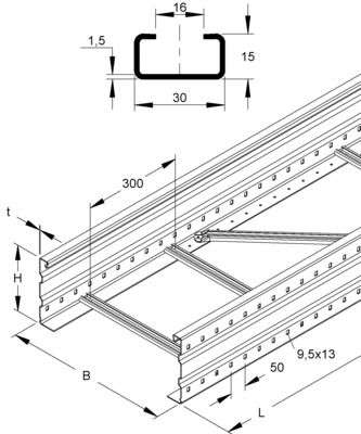 Niedax Weitspannkabelleiter 200x500x6000mm t=2.5 WSLSN 200.500 S