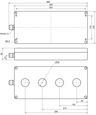 Werma Aufbaugehäuse 4-fach GY 97510905