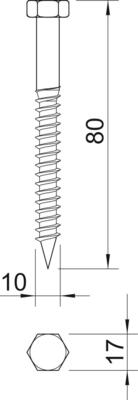 OBO Bettermann Vertr Sechskantholzschraube HHWS 10x80 G