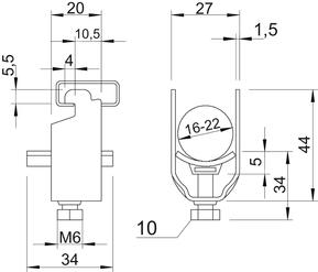 OBO Bettermann Vertr BBS-Bügelschelle f.1 Kabel 2056N 22 FT