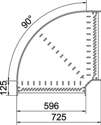 OBO Bettermann Vertr Bogen 90 Grad 110x600 bandverzinkt RB 90 160 FS