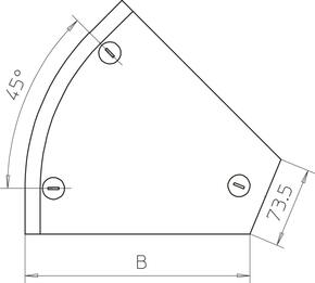 OBO Bettermann Vertr Deckel Bogen 45 Grad B300mm DFB 45 300 FS