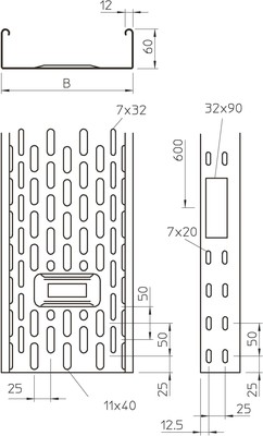 OBO Bettermann Vertr Kabelrinne IKS 60x200x3000mm IKS 620 FS