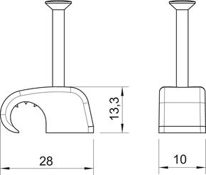 OBO Bettermann Vertr Haft-Clip m.Nagel 10-14mm L25 PP lichtgrau 2027 25 LGR