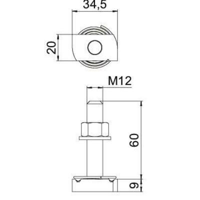 OBO Bettermann Vertr Hammerkopfschraube mit Feder MS41HBF M12x60ZL
