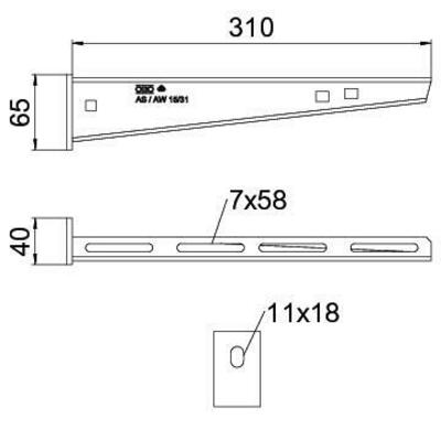 OBO Bettermann Vertr Wand- und Stielausleger mit angeschweißter K AW 15 31 FTK SW