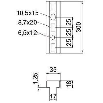 OBO Bettermann Vertr Profilschiene gelocht Schlitzweite 17 mm CML3518P0300 SW