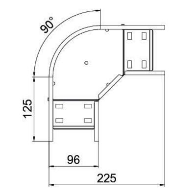 OBO Bettermann Vertr Bogen 90° für Kabelrinne horizontal 60x100 RB 90 610 FSK SW