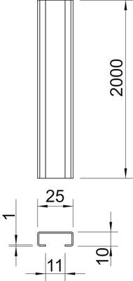 OBO Bettermann Vertr Profilschiene blank CL2510UP2000BK
