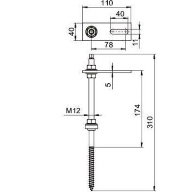 OBO Bettermann Vertr Stockschraubenset für Schrägdachsystem STSS 12x300 A2